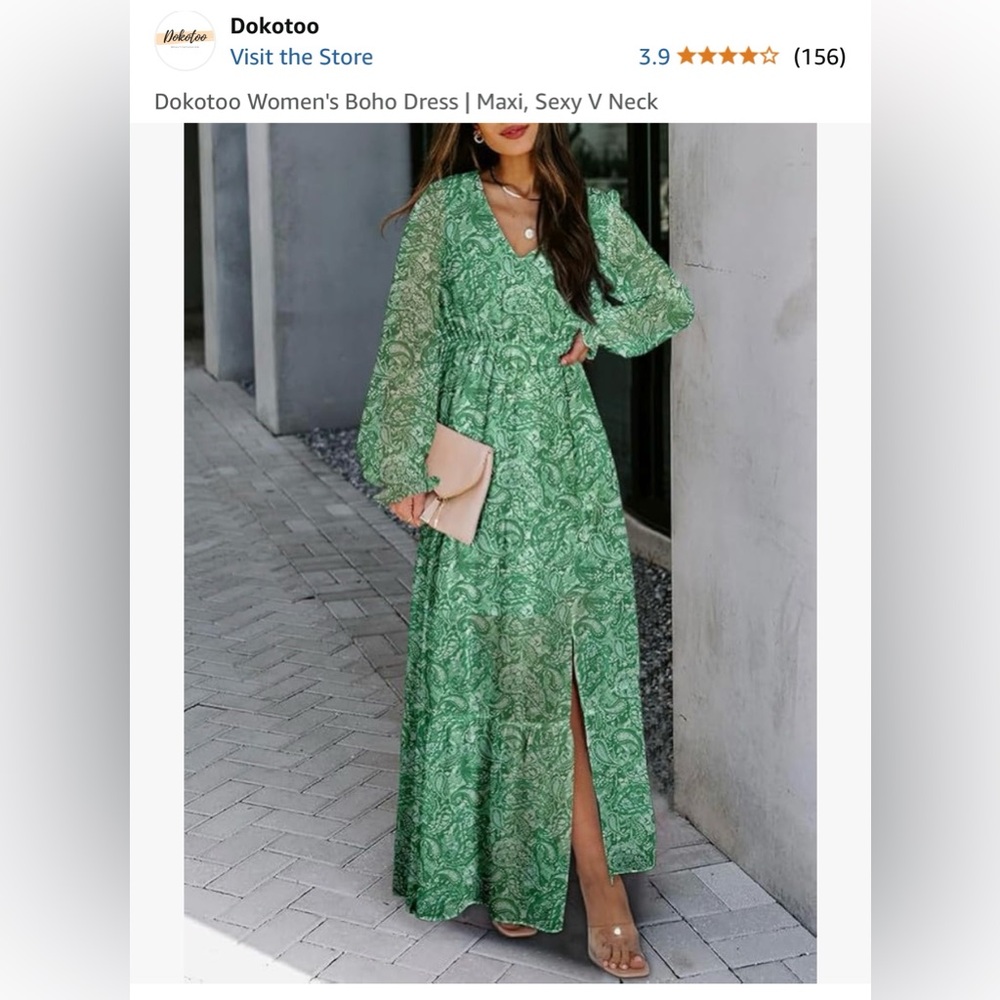 DOKOTOO WOMEN’S GREEN BOHO DRESS NWOT